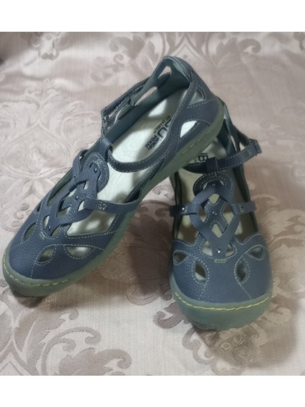 New by Jambu Magnolia Mary Jane Casual Shoes/Sandal Blue Floral Women 7.5 M